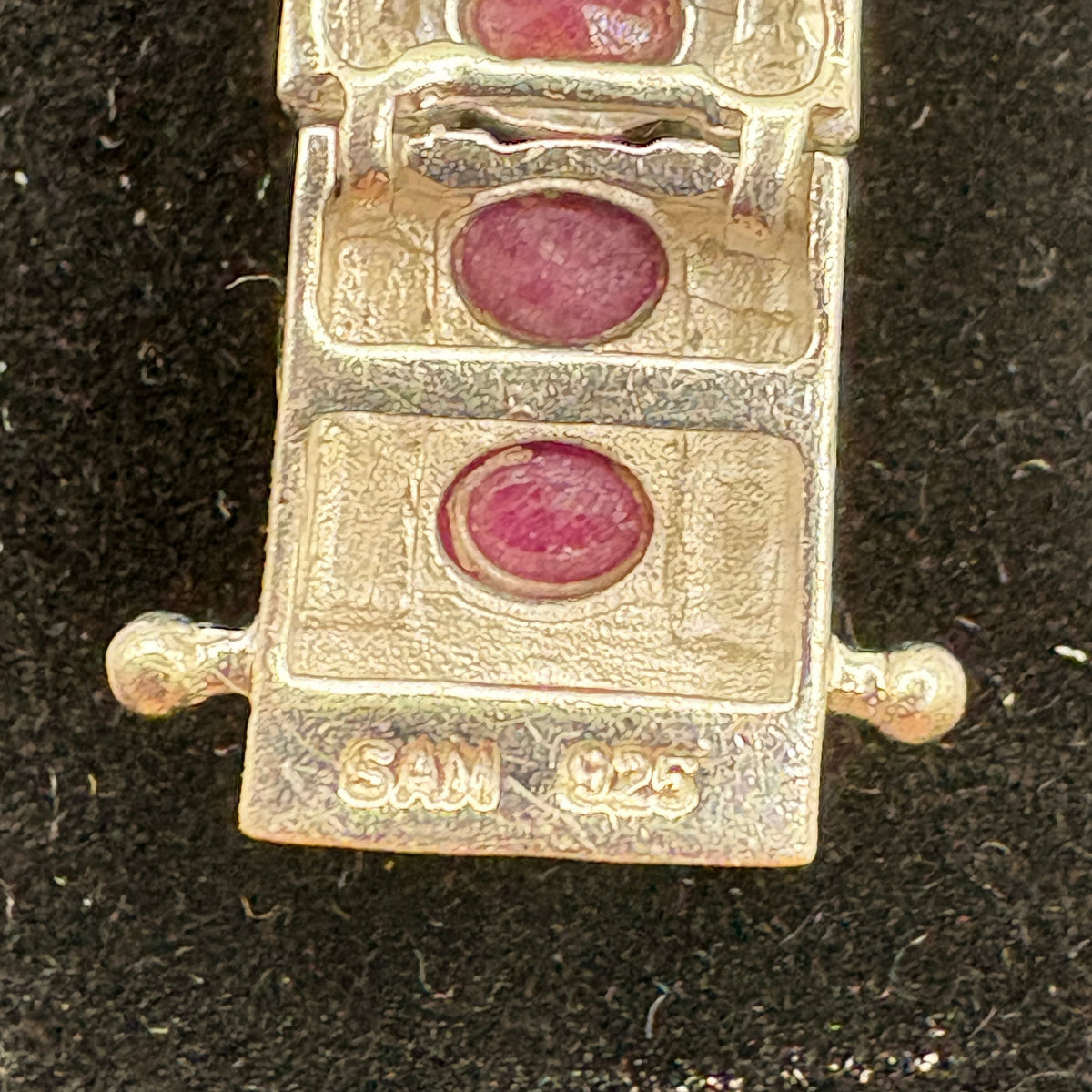 Sterling Silver Oval Ruby Tennis Bracelet 9" Length