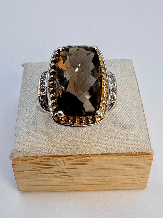 Estate Smoky Quartz & Sterling Silver Statement Ring