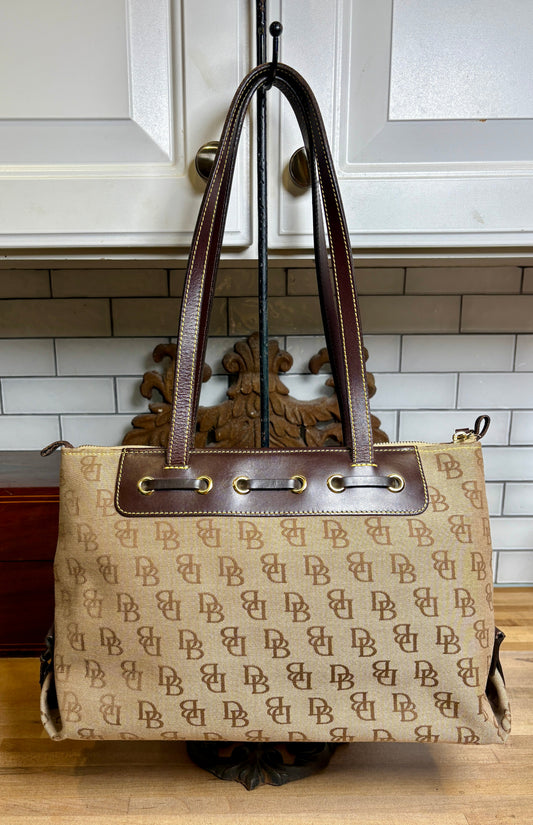 Vintage Dooney & Bourke Signature Davis Tassel Tote