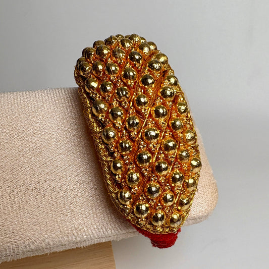 Rajasthani Golden Puncha with Red Velvet Bracelet