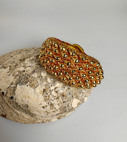 Rajasthani Golden Puncha with Red Velvet Bracelet