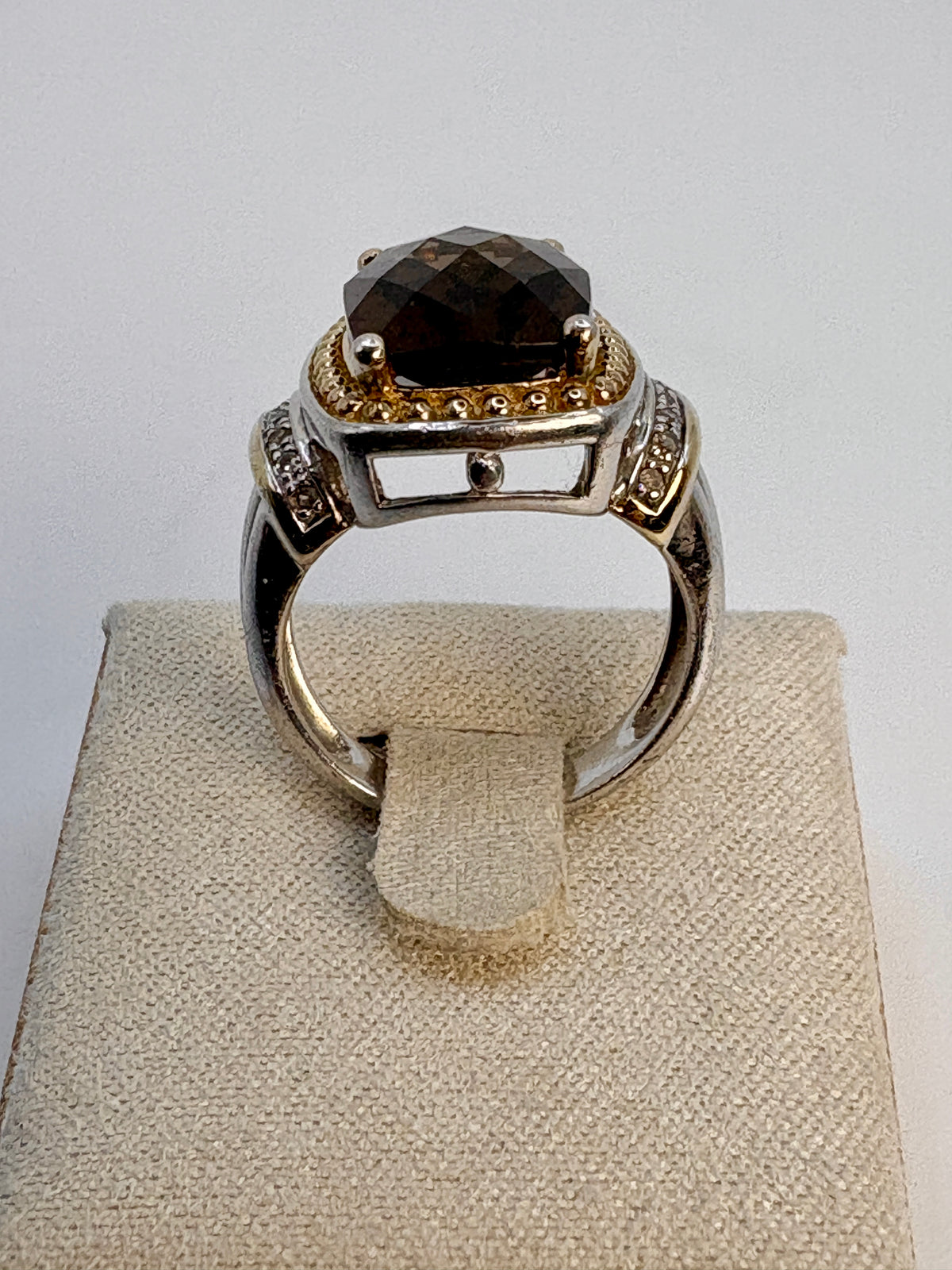 Estate Smoky Quartz &amp; Sterling Silver Statement Ring