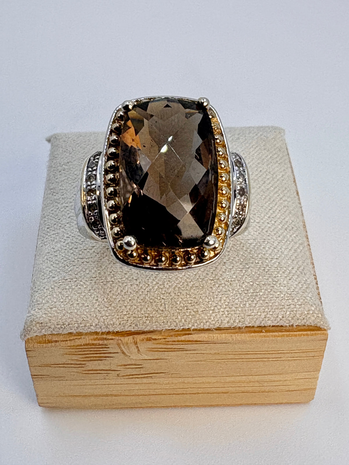 Estate Smoky Quartz &amp; Sterling Silver Statement Ring