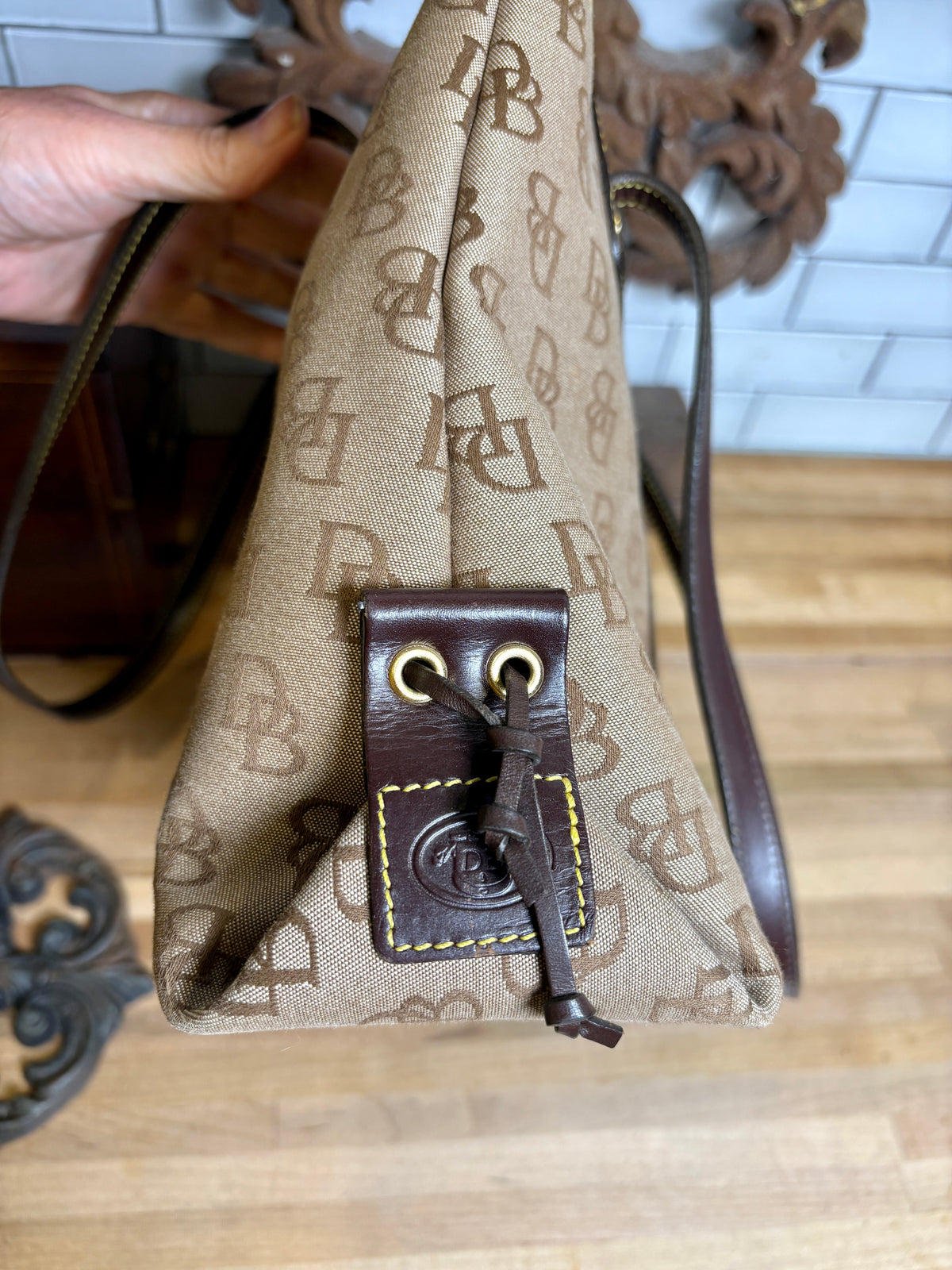 Vintage Dooney & Bourke Signature Davis Tassel Tote