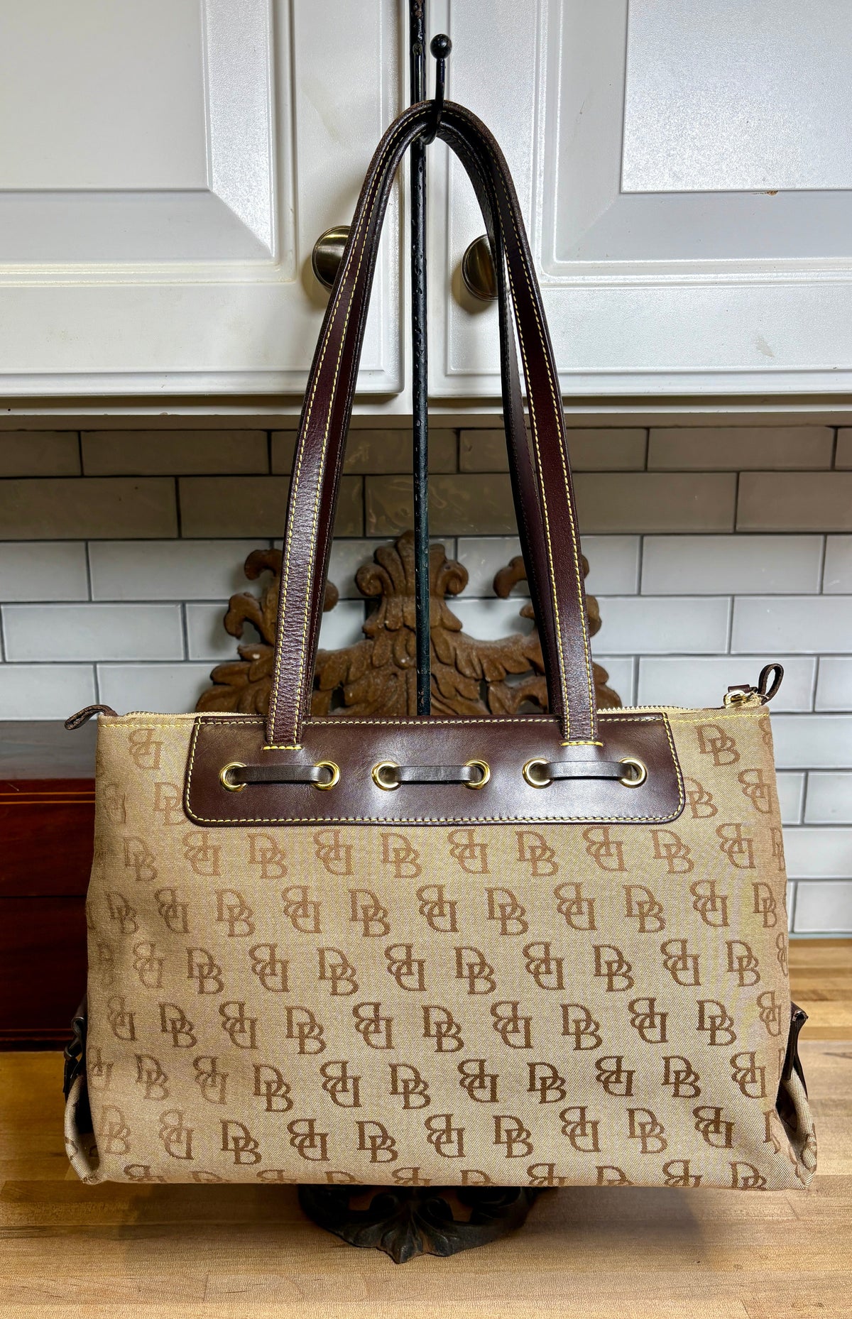 Vintage Dooney & Bourke Signature Davis Tassel Tote