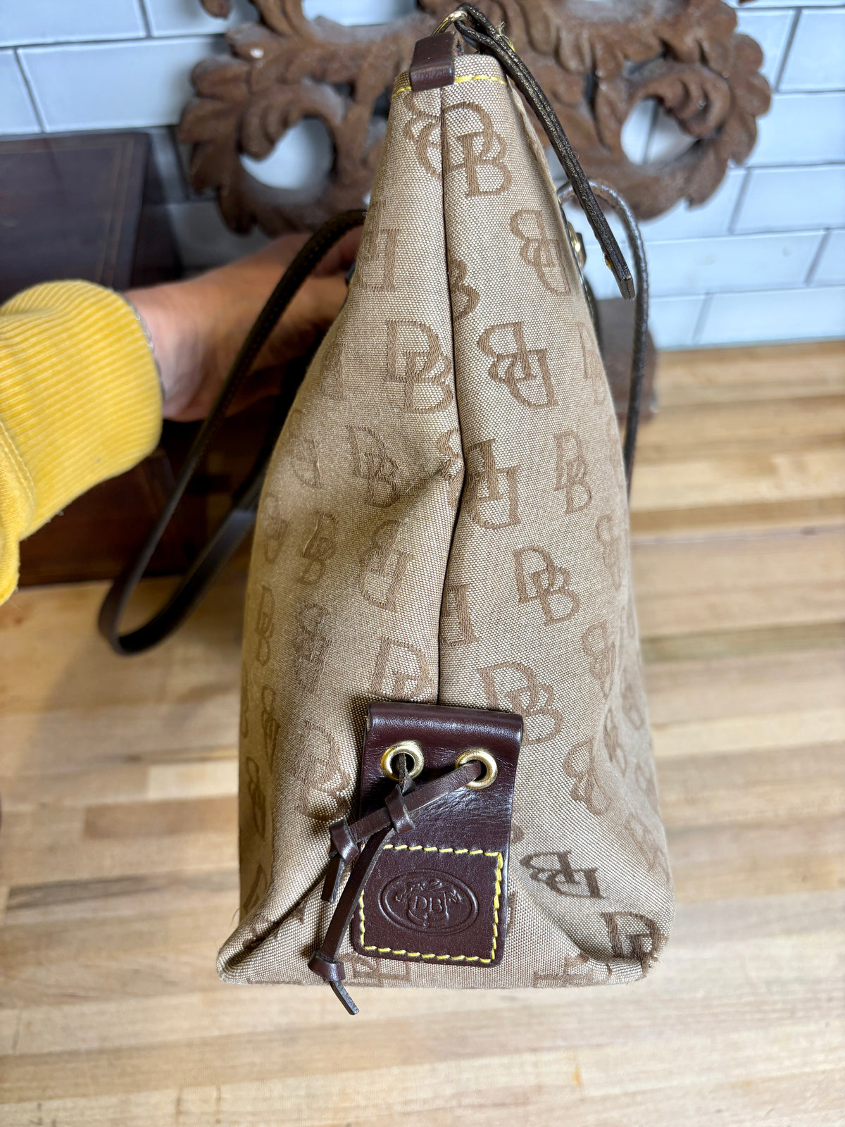 Vintage Dooney & Bourke Signature Davis Tassel Tote