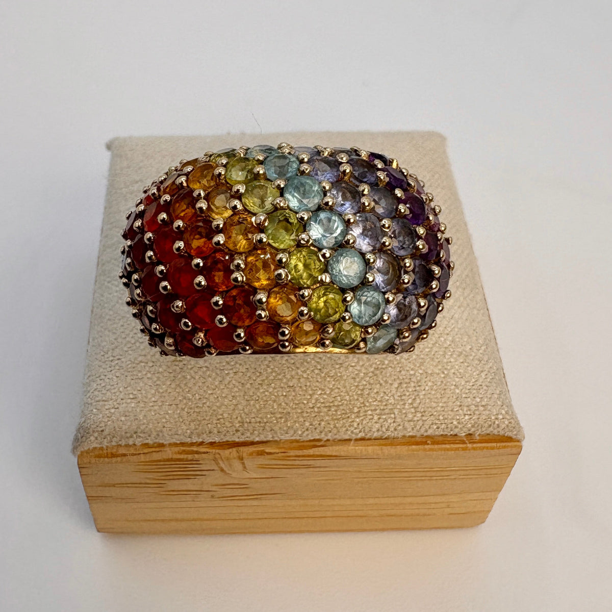 Multi Gemstone Rainbow Ring Gold Vermeil Sterling Silver Ring