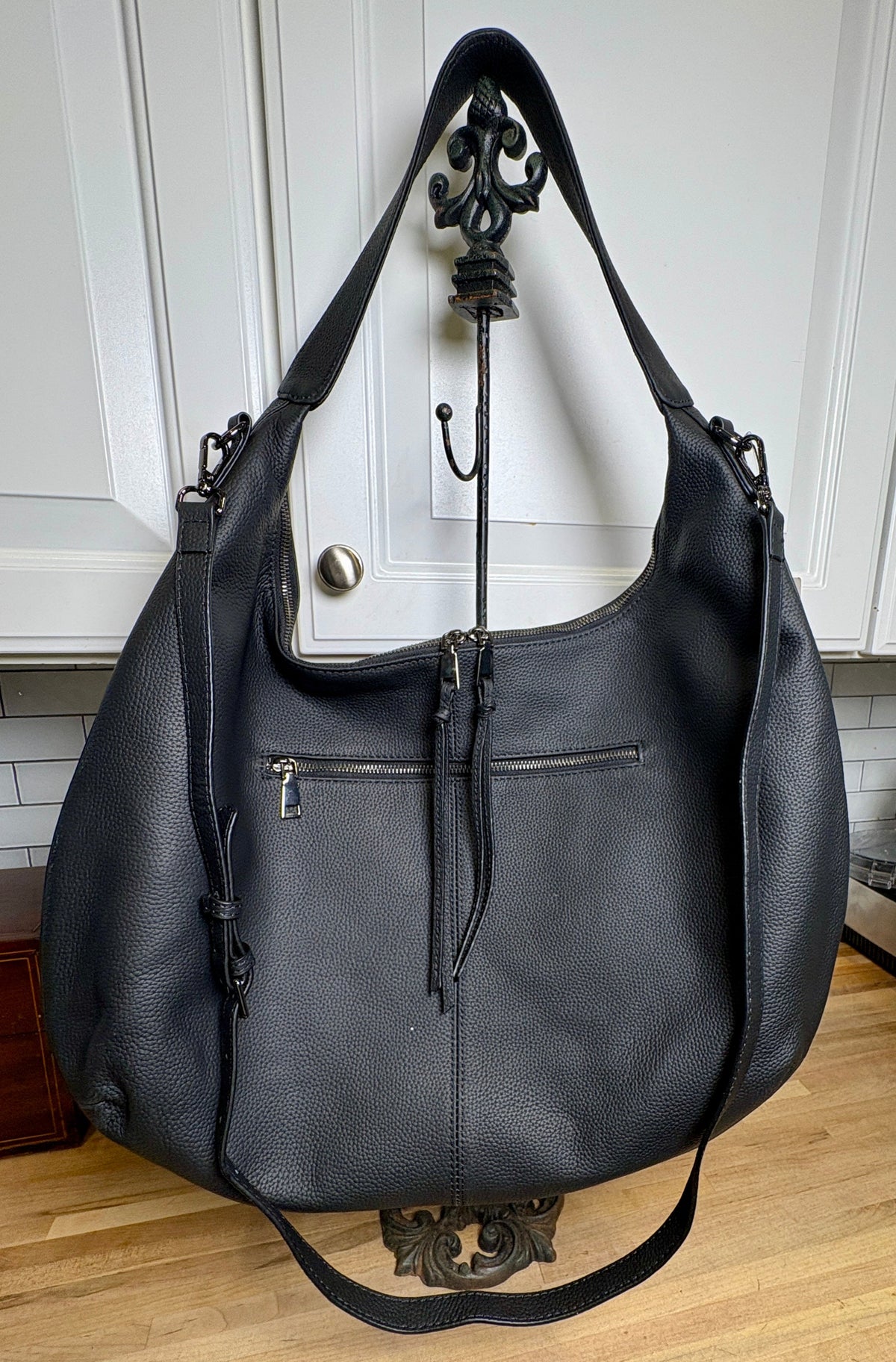 Sophia Delli Paris Black Leather Shoulder Tote and Crossbody Bag – Brand New with Tags