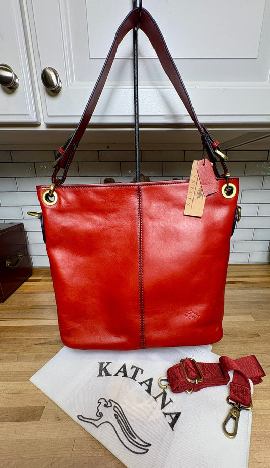 Red Katana Parisian Leather Tote - Brand New with Tags
