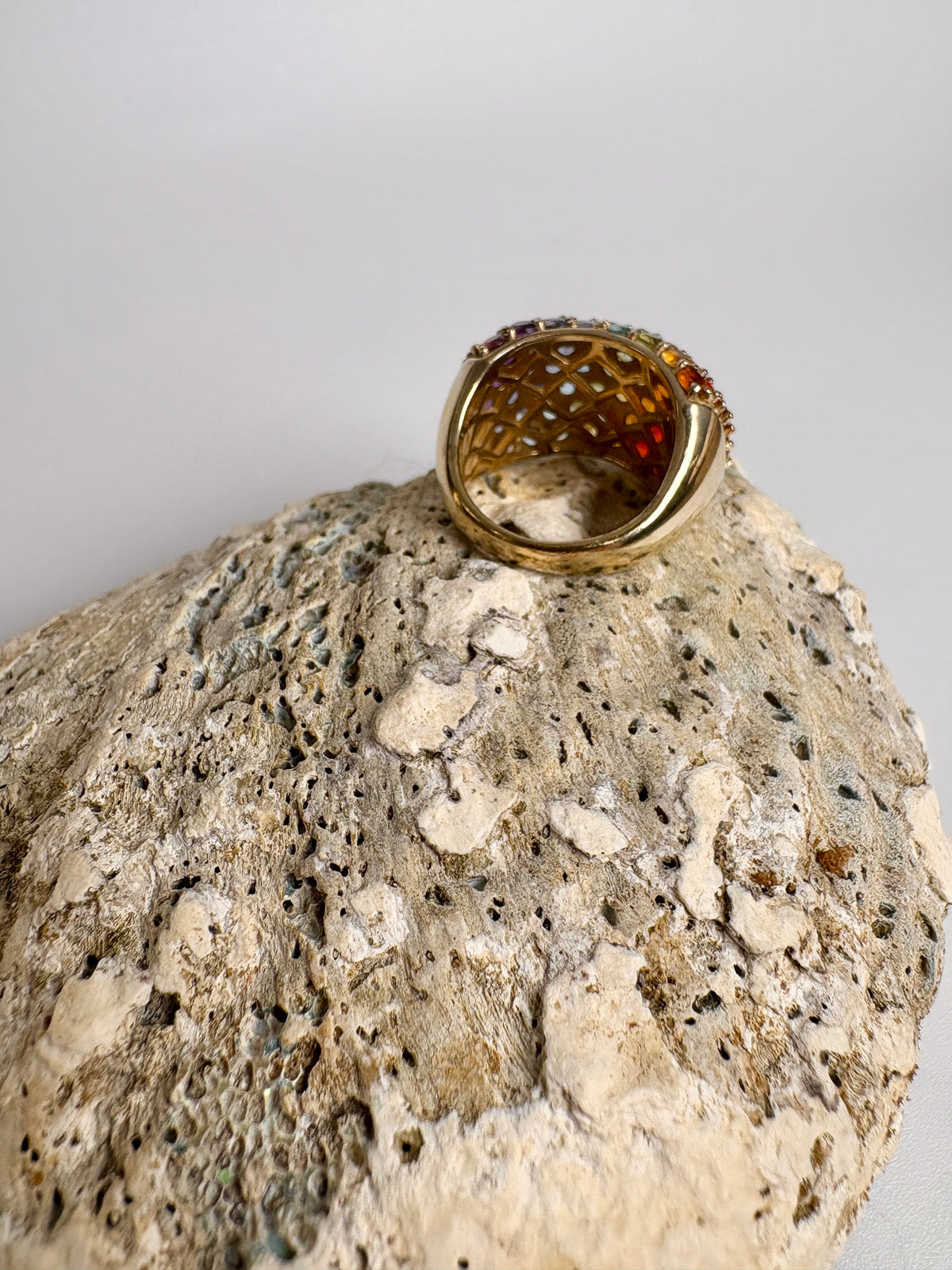 Multi Gemstone Rainbow Ring Gold Vermeil Sterling Silver Ring